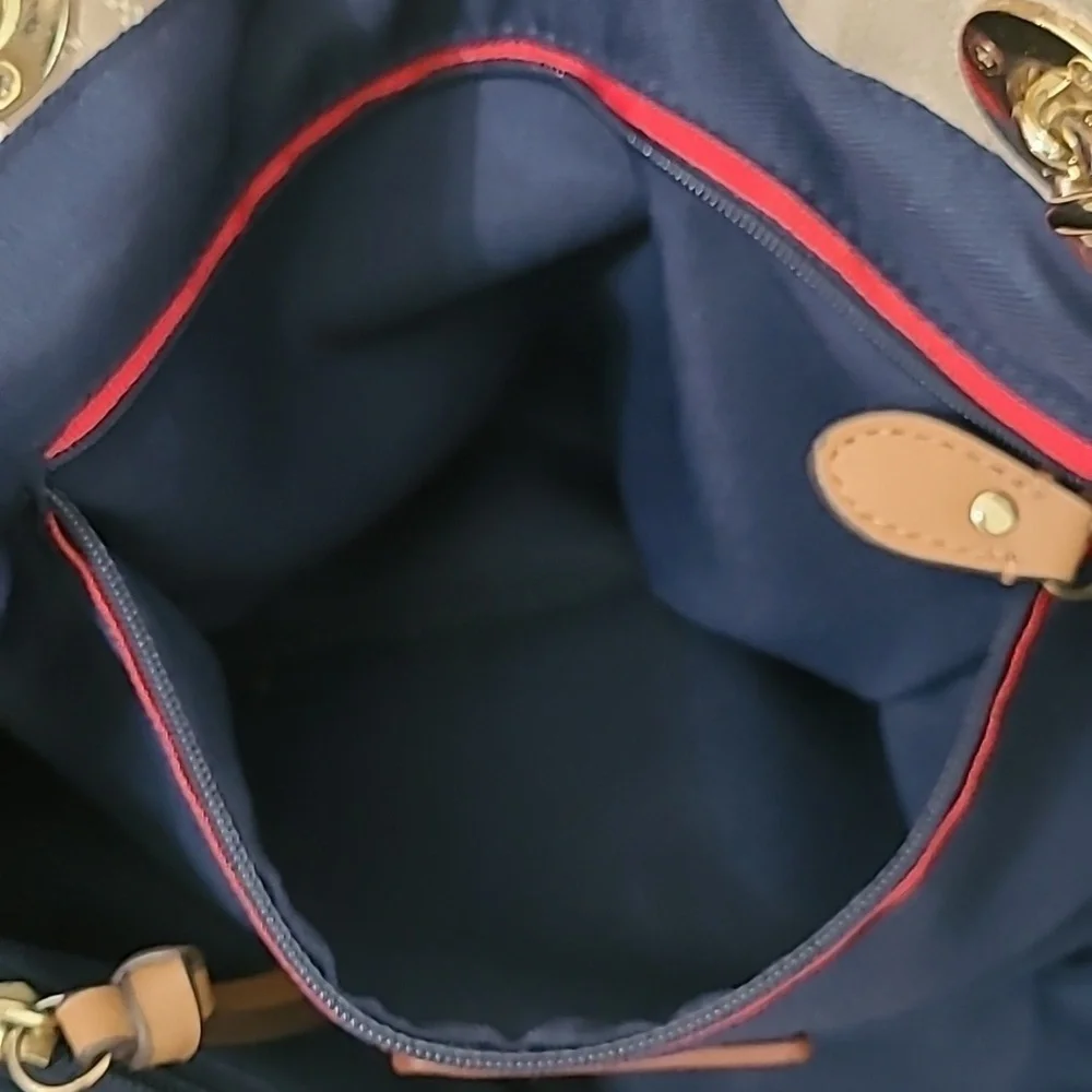 Tommy Hilfiger Cream and Tan Shoulder Bag with Gold Hardware